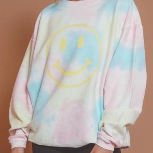 Friday + Saturday smiley face corded sweatshirt